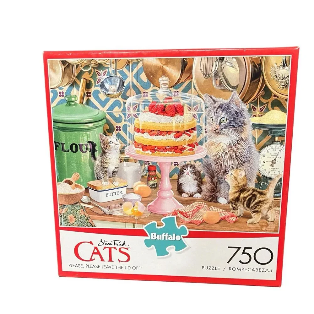 Retro Cat Puzzle Please Leave the Lid Off 750 Pc Steve Read Kitchen Bakery Cake